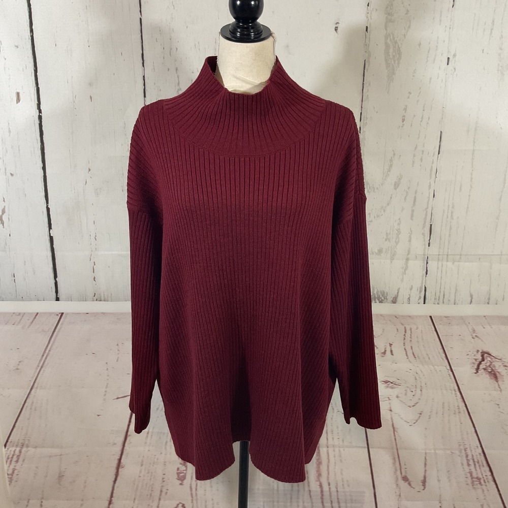 Eileen Fisher 2X‎ Merino Wool Tunic Sweater Ribbed Knit Minimalist Lagenlook